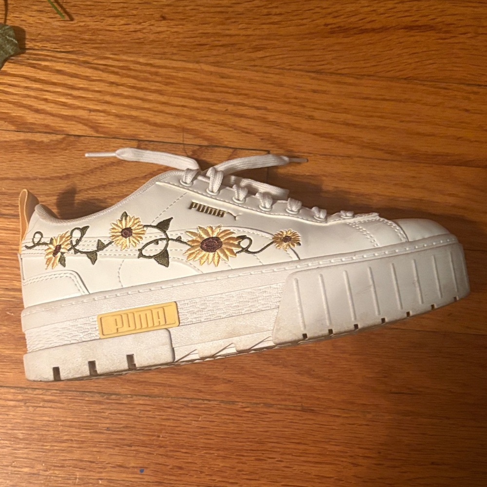 Puma Women's White Sneakers with Floral Embroidery